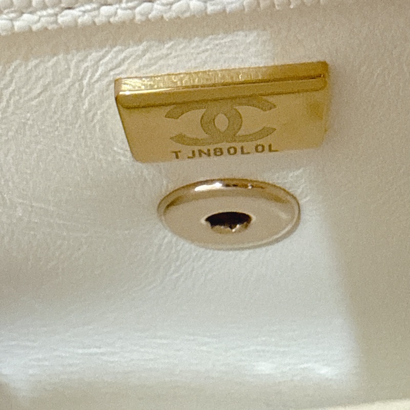 香奈兒Chanel Coco handle Mini 白色荔枝皮-10
