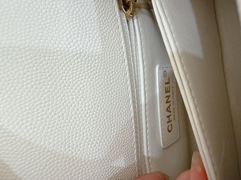 香奈兒Chanel Coco handle Mini 白色荔枝皮-13