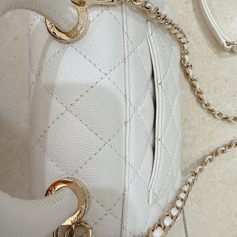 香奈兒Chanel Coco handle Mini 白色荔枝皮-16