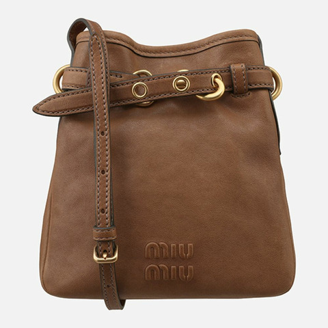 MIU MIU 5F 納帕皮革肩背包 橡木色 5NR461 AEFX F0316