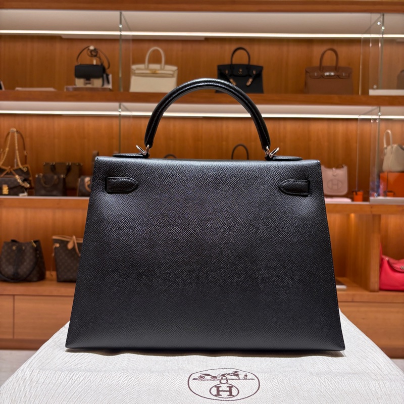 【優雅權力象徵、經典不敗凱莉包】Hermès Kelly 32cm｜黑色 EP皮 銀扣｜A刻 2017年份-1