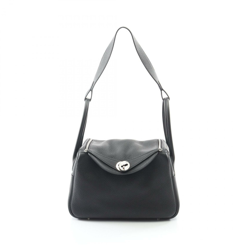 愛馬仕 Lindy 26 手提單肩包 073428CK Clemence 皮革 黑色 二手 SHW U-0