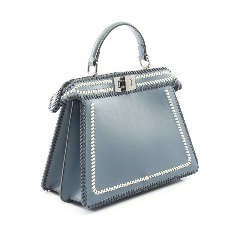 FENDI Peek A Boo ISEEU 小號單肩手提包,皮革材質,藍白海軍藍,二手女款-1