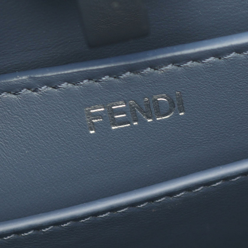 FENDI Peek A Boo ISEEU 小號單肩手提包,皮革材質,藍白海軍藍,二手女款-3