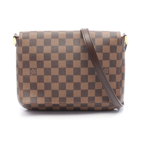 路易威登 Musette Tango 長款 Damier Ebene 背包背包 N51301 PVC 塗層帆布皮革棕色 二手