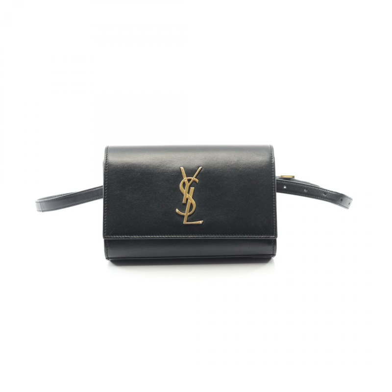 YVES SAINT LAURENT Monogram Saint Laurent 腰包 534395 皮革 黑色 YSL-0