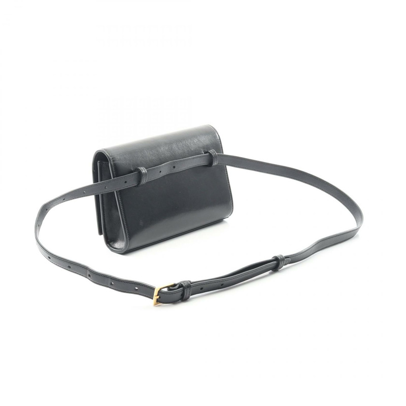 YVES SAINT LAURENT Monogram Saint Laurent 腰包 534395 皮革 黑色 YSL-1