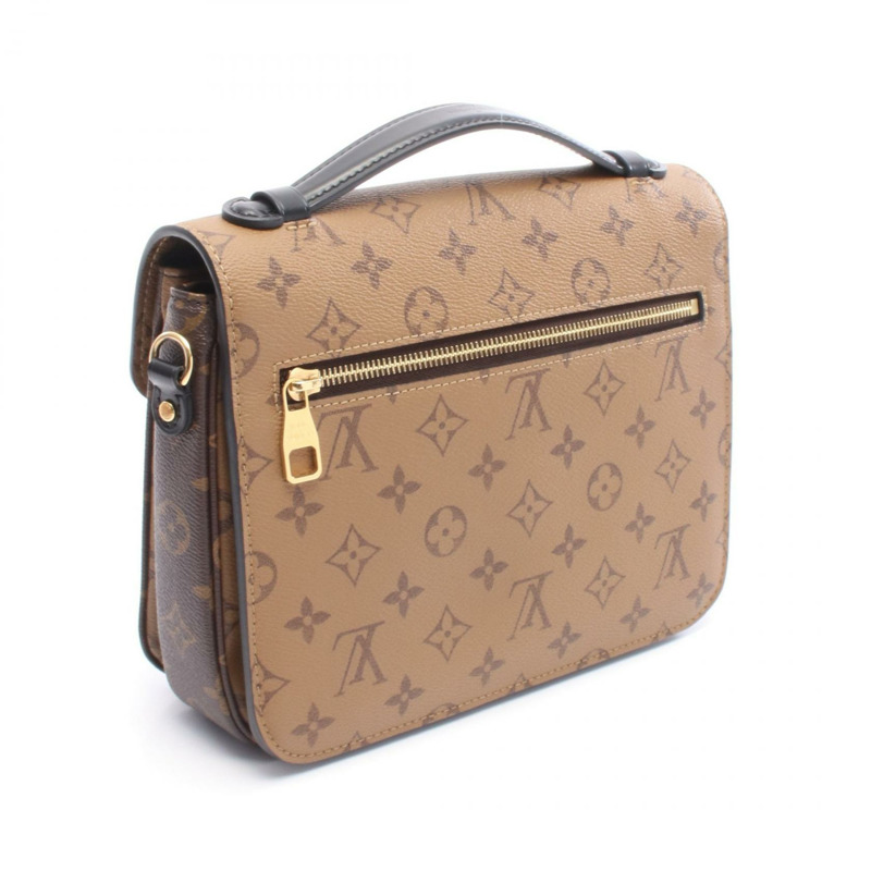路易威登 Pochette Metis MM Monogram Reverse 手提包 M44876 PVC塗層帆布皮革 棕色 黑色 二手 女士-1