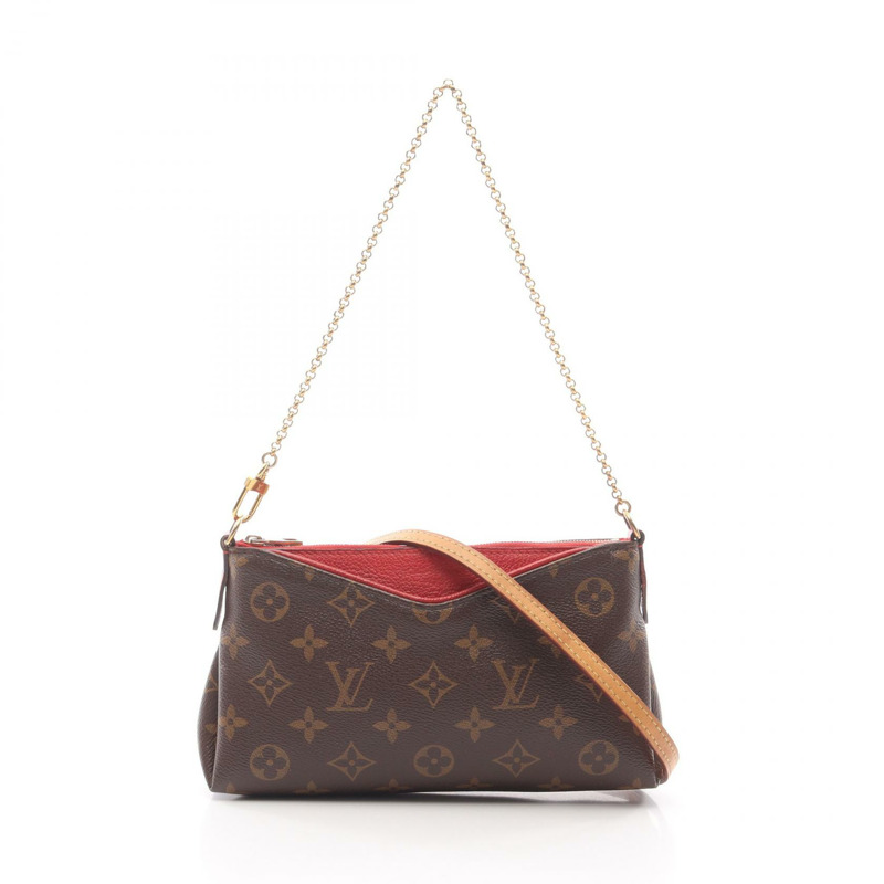 路易威登 Pallas 手拿包/肩背包 M41638 Monogram 帆布 紅色 二手-0