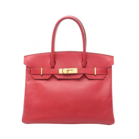 HERMES Birkin 30 手提包 041701CC Epsom 皮革 Red Rouge vif 二手 GHW D