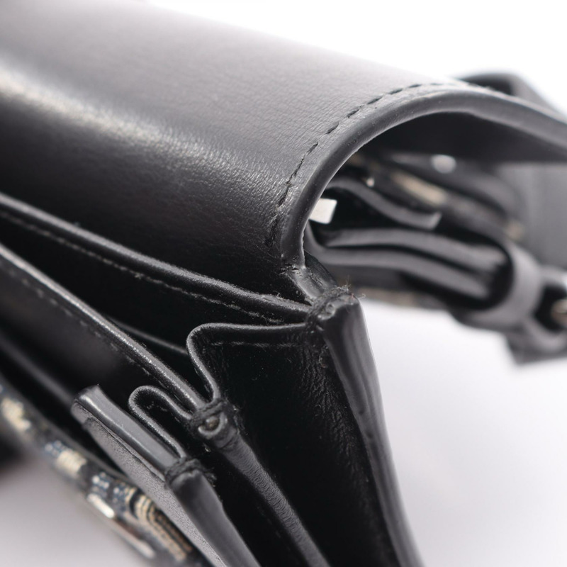 Christian Dior Elite Oblique 斜背包,帆布皮革,米色/黑色-7