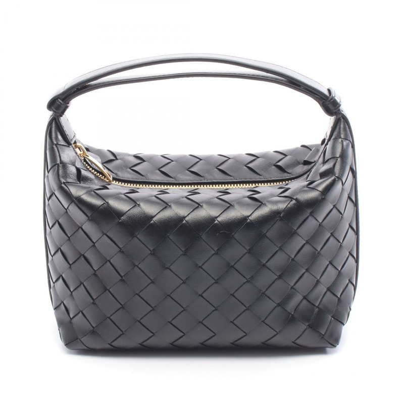 BOTTEGA VENETA MINI WALLACE Intrecciato 手提包 754443 黑色皮革 二手 女士-0