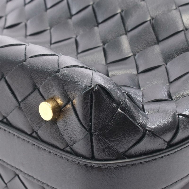 BOTTEGA VENETA MINI WALLACE Intrecciato 手提包 754443 黑色皮革 二手 女士-4