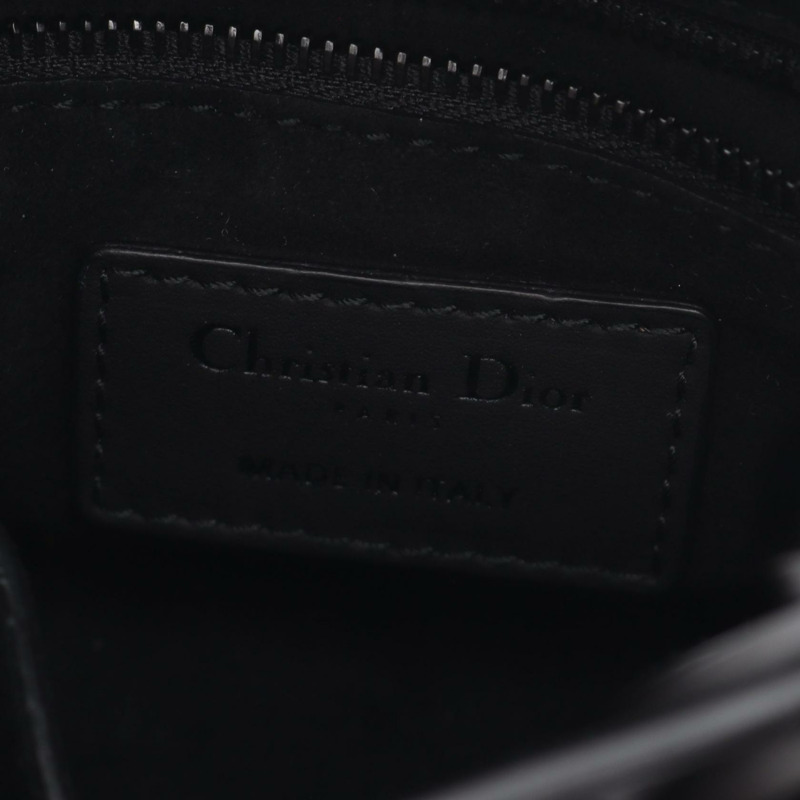 Christian Dior Lady Dior 迷你兩用肩背手提包，黑色皮革，二手 CD-3
