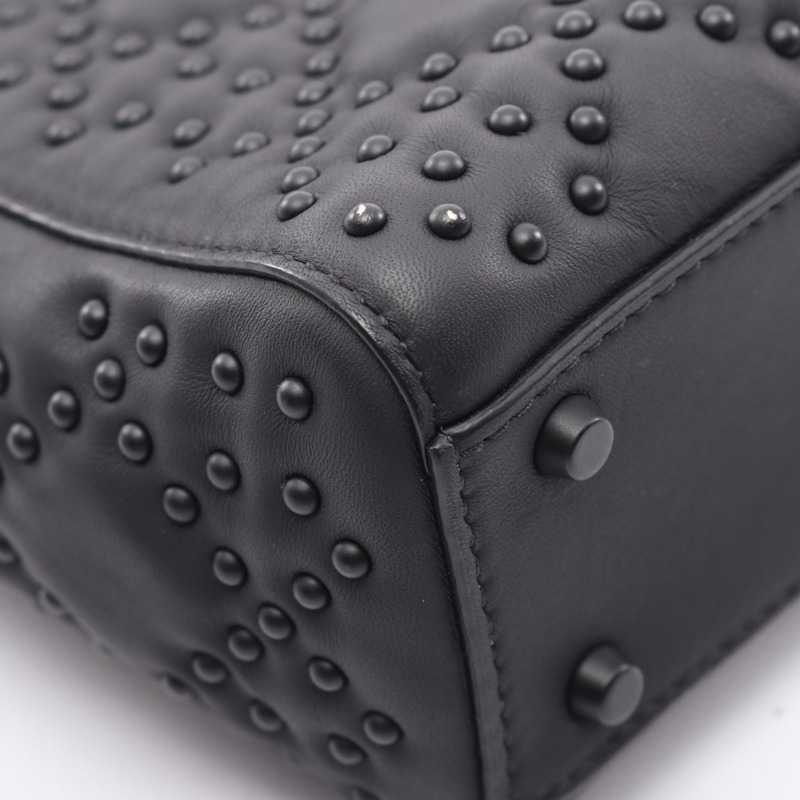 Christian Dior Lady Dior 迷你兩用肩背手提包，黑色皮革，二手 CD-4