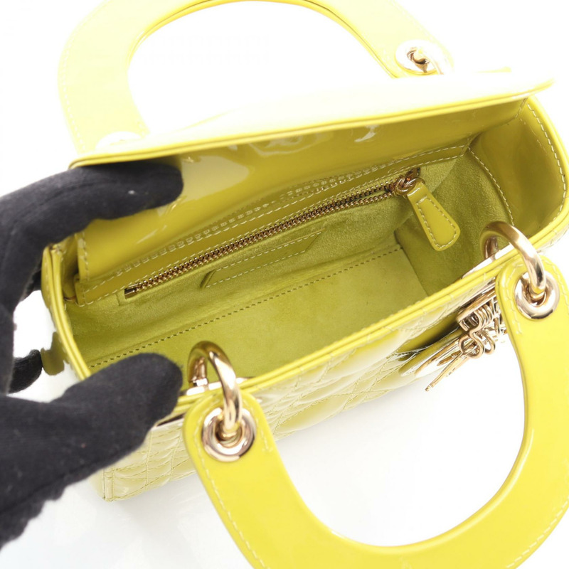 Christian Dior Lady Dior 迷你 Cannage 2Way 手袋 10-MA-0241 漆皮 CD-2