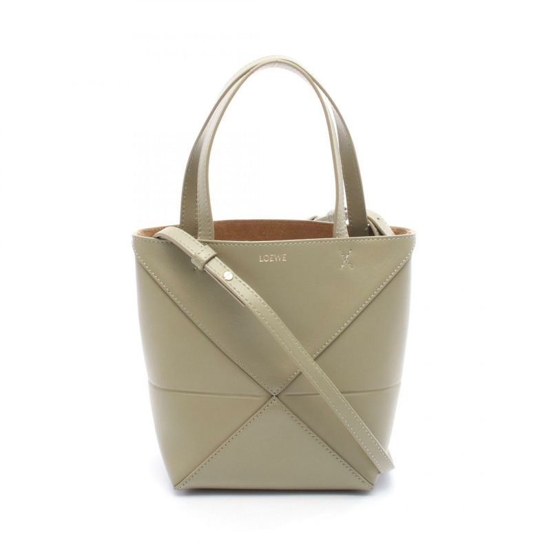 LOEWE Puzzle 折疊迷你單肩斜挎包,皮革材質,綠色,二手女款-0