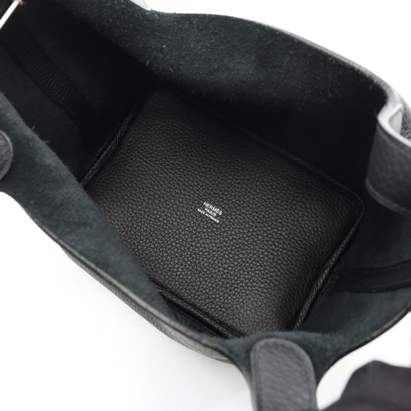 愛馬仕 Picotin PM 手提包 036844CK Clemence 皮革黑色二手女士 J SHW-2