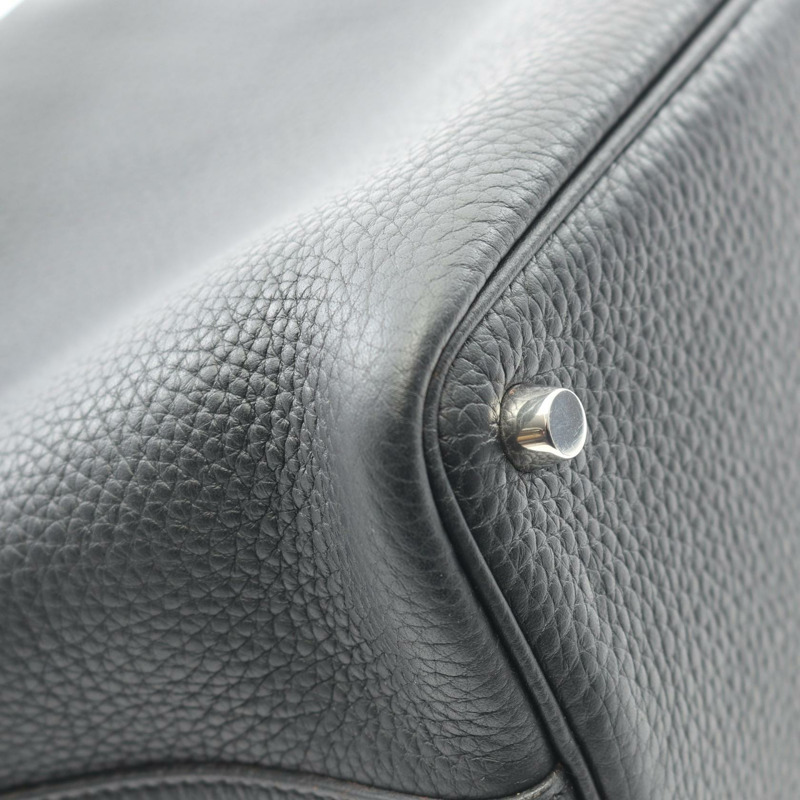 愛馬仕 Picotin PM 手提包 036844CK Clemence 皮革黑色二手女士 J SHW-4