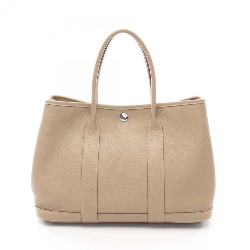 HERMES 花園派對 TPM 手提包 Negonda 皮革米色 Poussiere 二手 SHW M-0