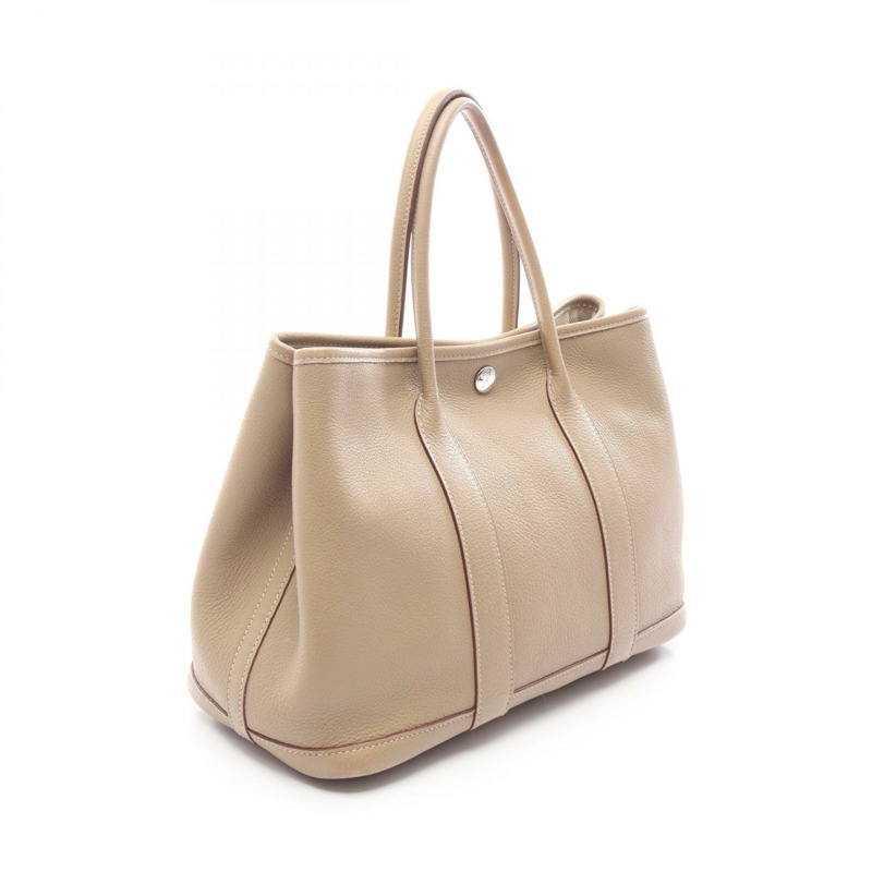 HERMES 花園派對 TPM 手提包 Negonda 皮革米色 Poussiere 二手 SHW M-1