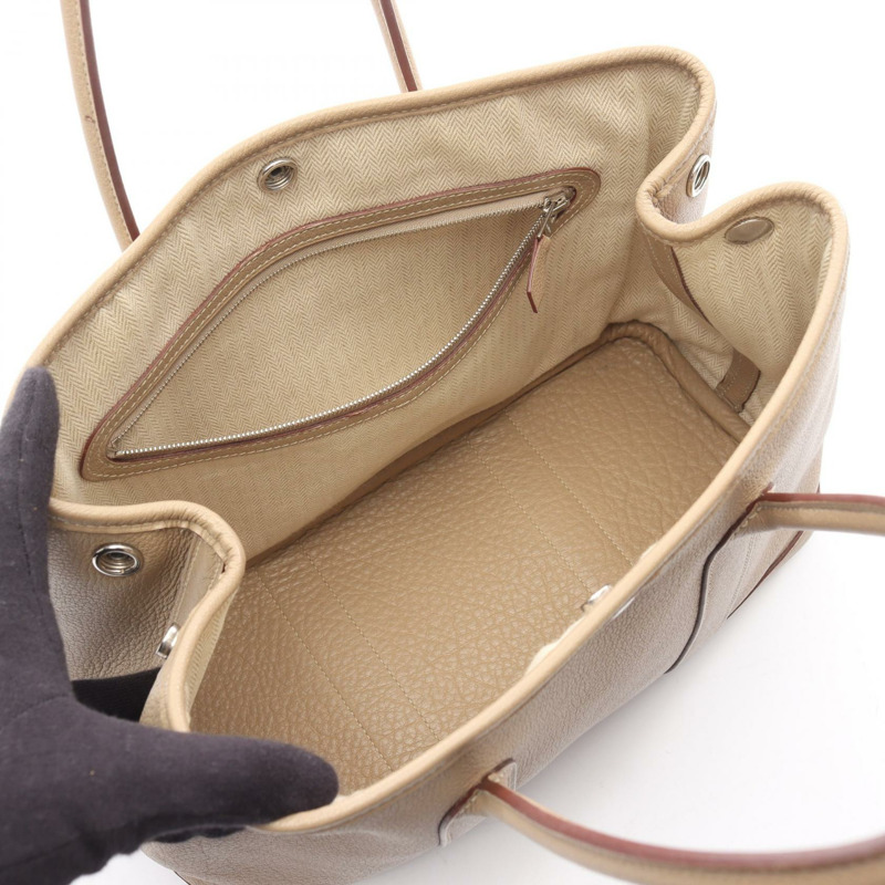 HERMES 花園派對 TPM 手提包 Negonda 皮革米色 Poussiere 二手 SHW M-2