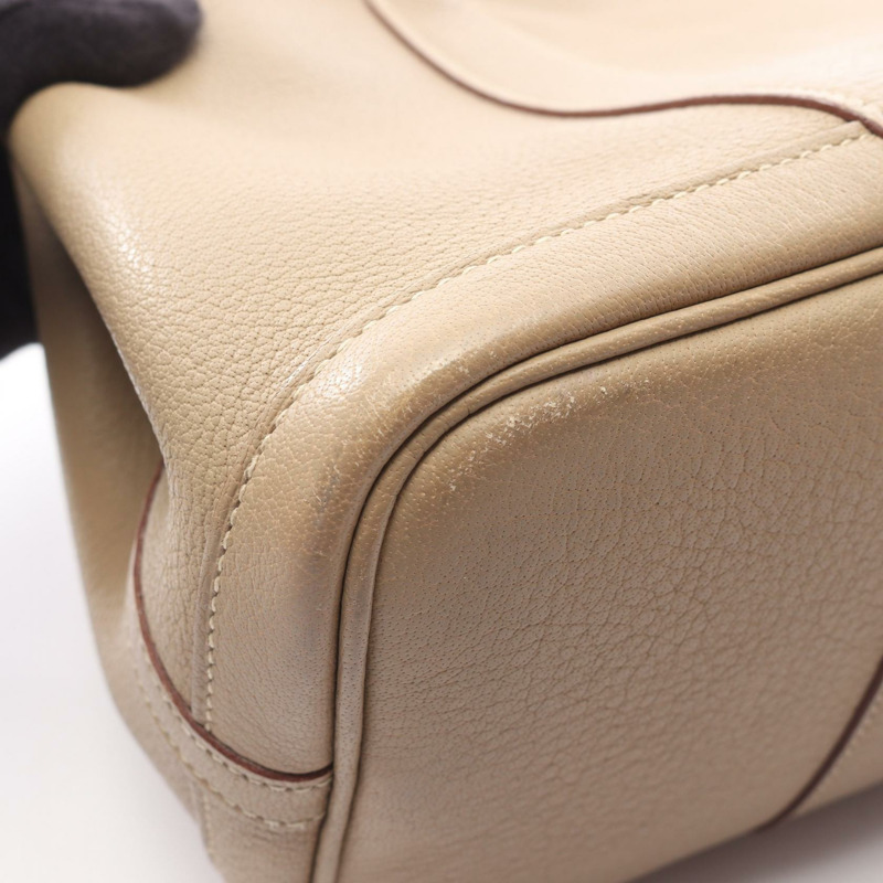 HERMES 花園派對 TPM 手提包 Negonda 皮革米色 Poussiere 二手 SHW M-6