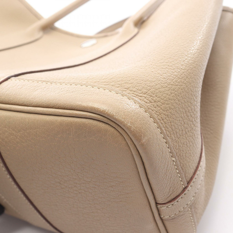 HERMES 花園派對 TPM 手提包 Negonda 皮革米色 Poussiere 二手 SHW M-7