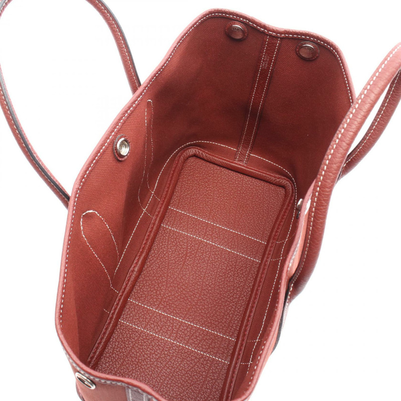 愛馬仕花園派對TPM托特包,軍綠帆布/Negonda皮革,波爾多紅D色,銀色五金-2