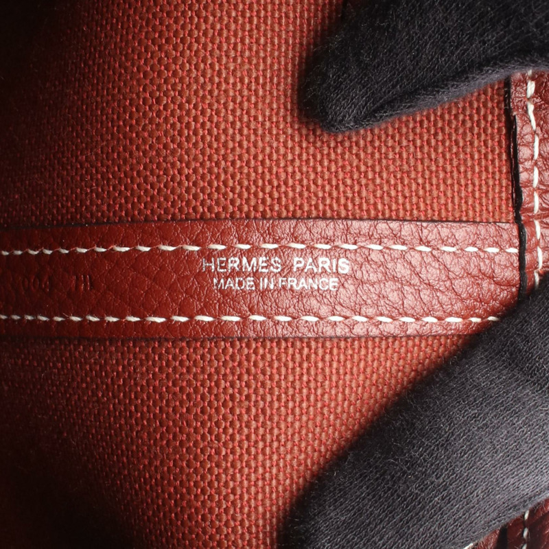 愛馬仕花園派對TPM托特包,軍綠帆布/Negonda皮革,波爾多紅D色,銀色五金-3