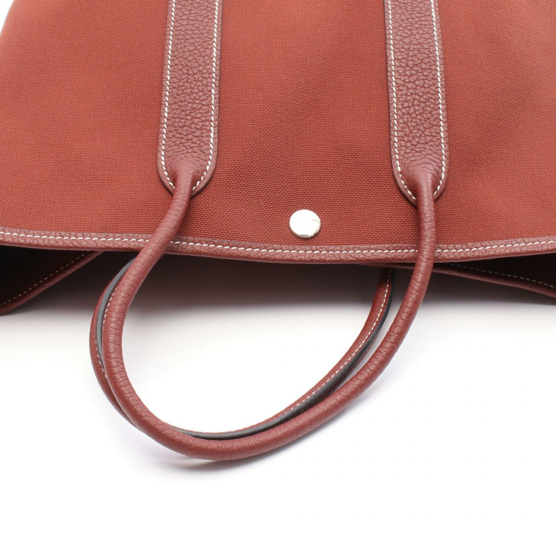 愛馬仕花園派對TPM托特包,軍綠帆布/Negonda皮革,波爾多紅D色,銀色五金-6