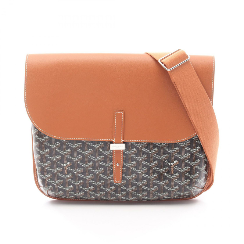 GOYARD Coursier Messenger 斜背包,帆布皮革,黑色/棕色,二手-0