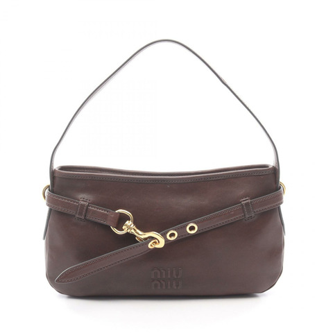 Miu Miu NAPPA 飛行員單肩包，棕色真皮，二手女款