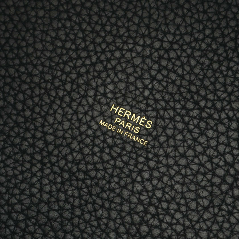 愛馬仕 Picotin Lock MM 手提包，Clemence 皮革，黑色，二手，女士，金色五金 U-3