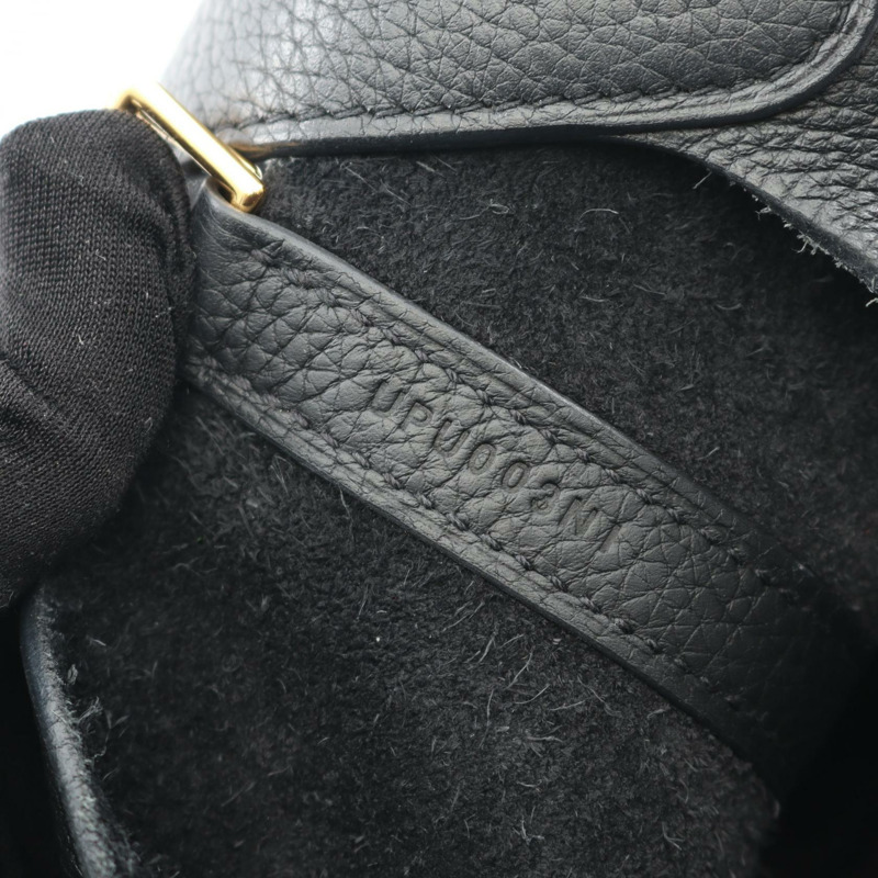 愛馬仕 Picotin Lock MM 手提包，Clemence 皮革，黑色，二手，女士，金色五金 U-4