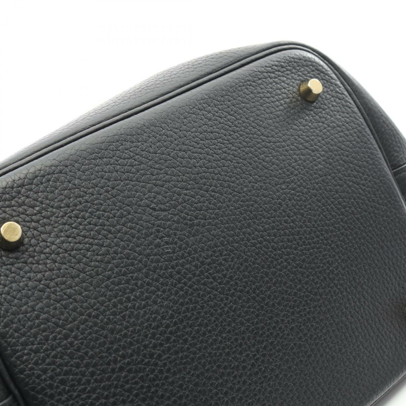 愛馬仕 Picotin Lock MM 手提包，Clemence 皮革，黑色，二手，女士，金色五金 U-5