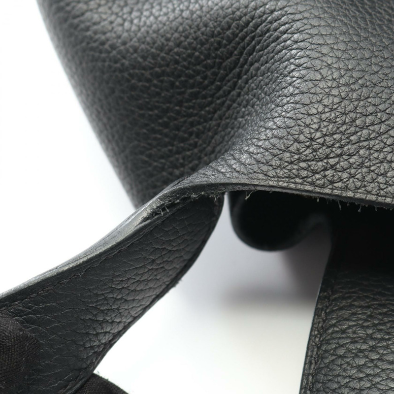 愛馬仕 Picotin Lock MM 手提包，Clemence 皮革，黑色，二手，女士，金色五金 U-7