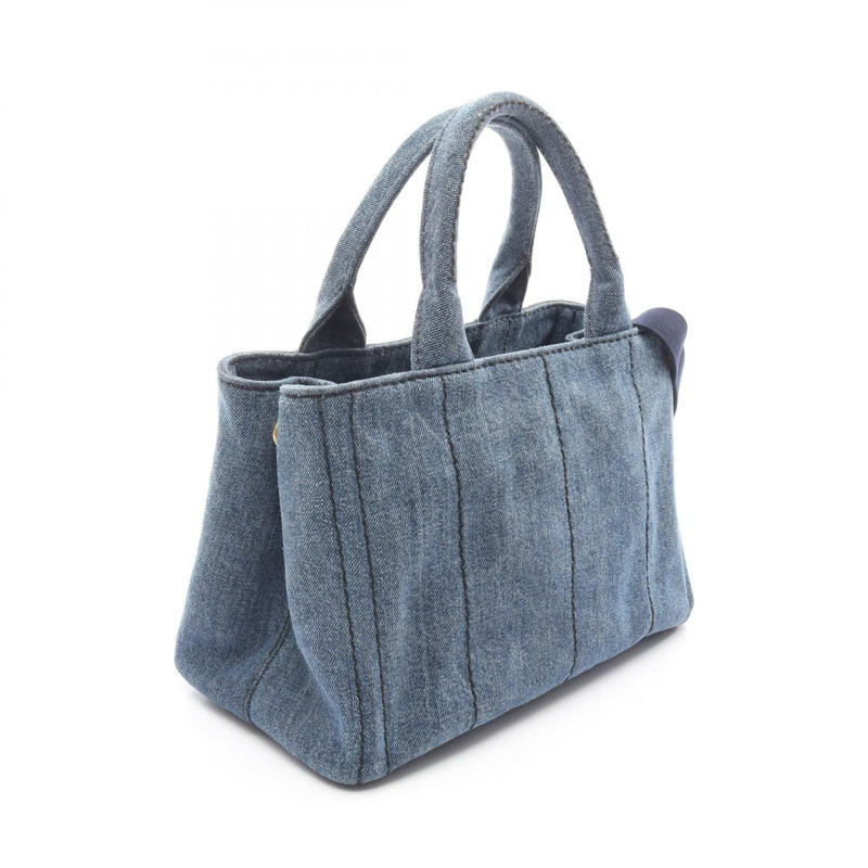 PRADA Canapa 2Way 單肩托特包 1BG439 牛仔藍 二手 女款-1