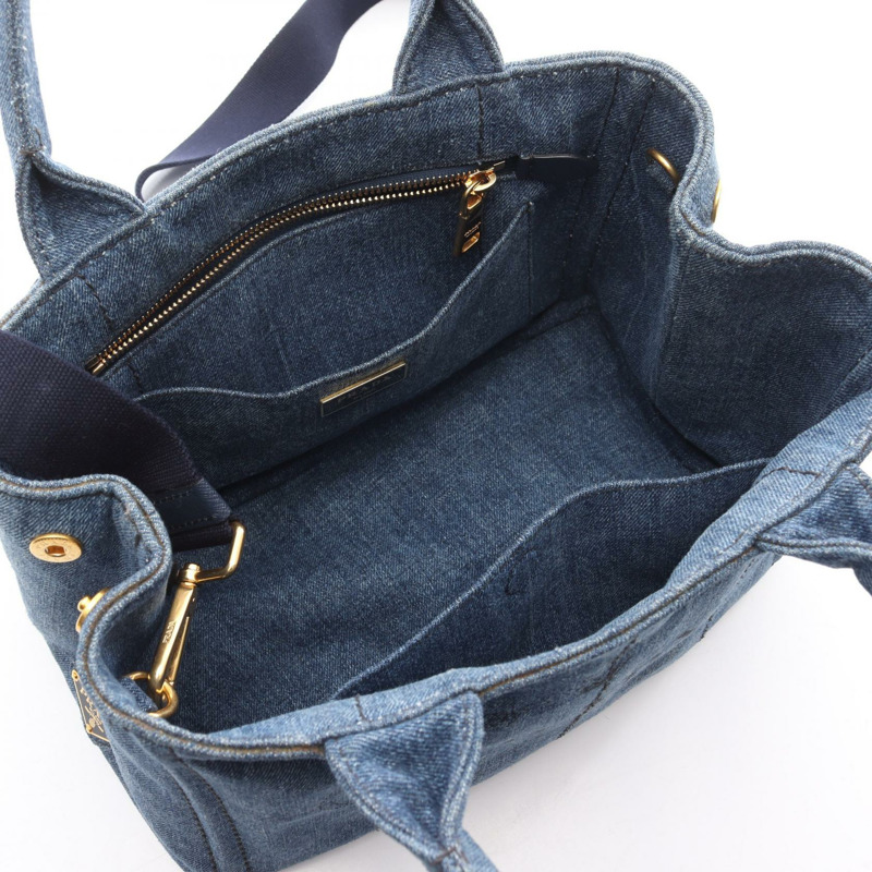 PRADA Canapa 2Way 單肩托特包 1BG439 牛仔藍 二手 女款-2