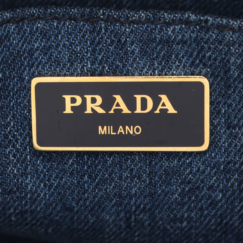 PRADA Canapa 2Way 單肩托特包 1BG439 牛仔藍 二手 女款-3