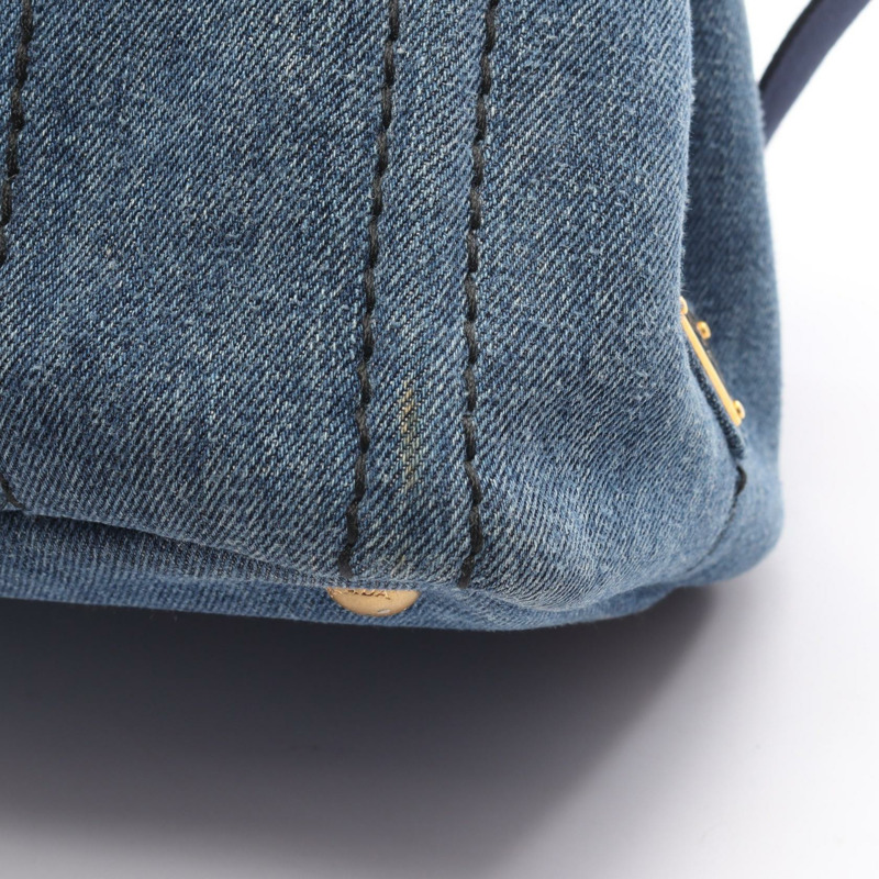 PRADA Canapa 2Way 單肩托特包 1BG439 牛仔藍 二手 女款-6