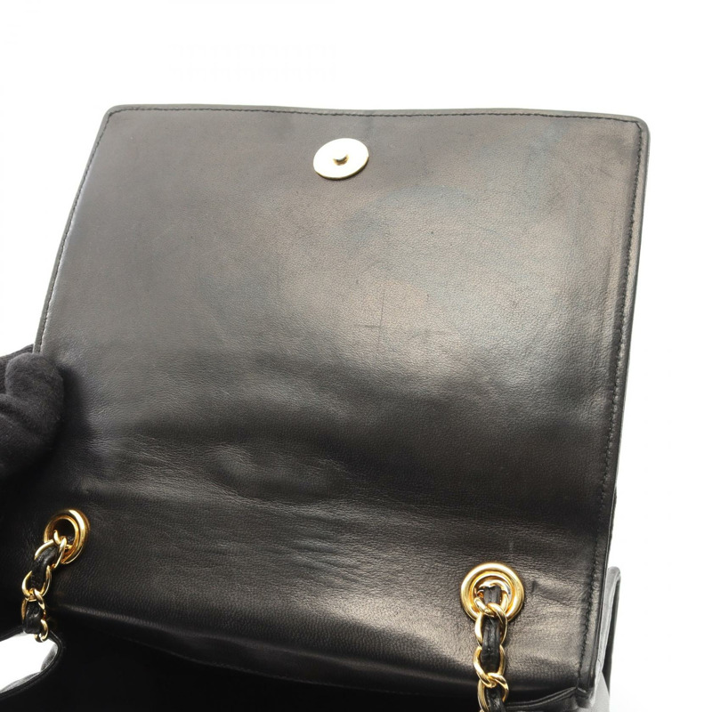 香奈兒 (CHANEL) 絎縫鏈條單肩包,羊皮材質,黑色,二手,女士款,金色五金-6