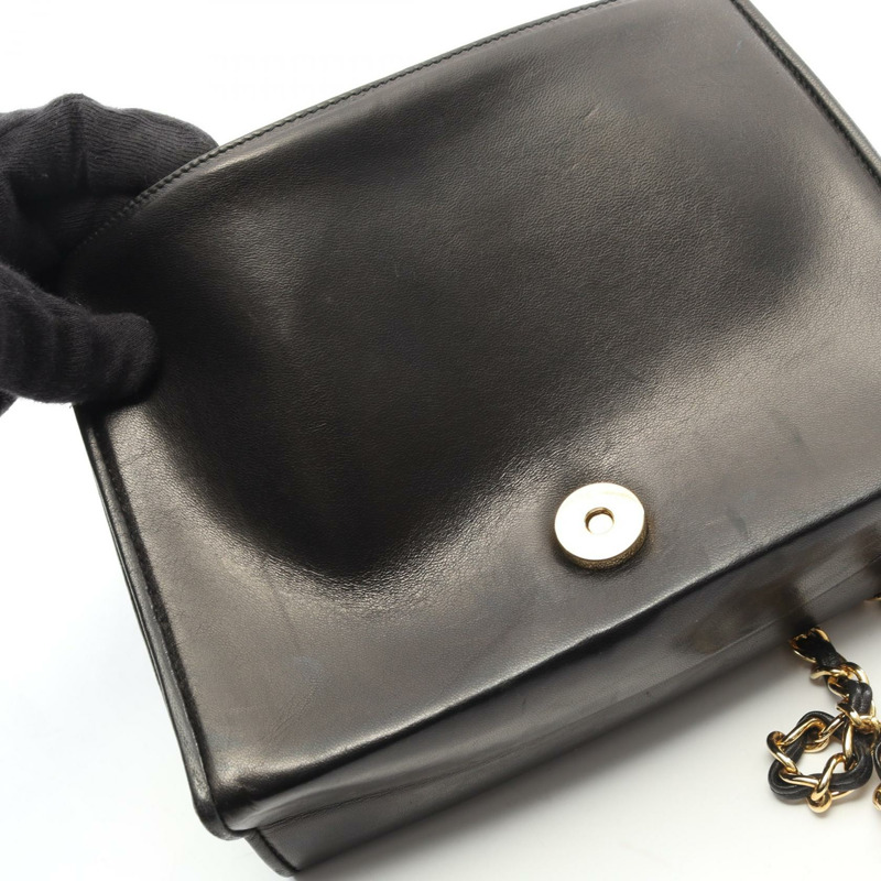 香奈兒 (CHANEL) 絎縫鏈條單肩包,羊皮材質,黑色,二手,女士款,金色五金-10