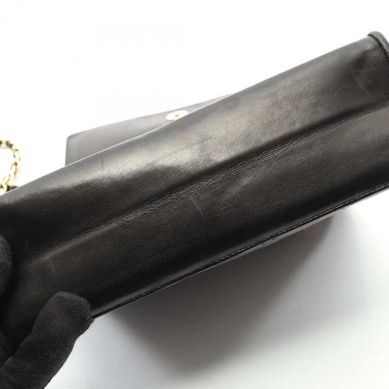 香奈兒 (CHANEL) 絎縫鏈條單肩包,羊皮材質,黑色,二手,女士款,金色五金-11