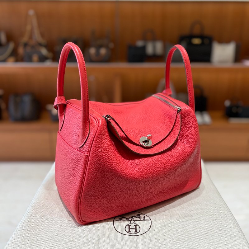 【低調奢華＋珊瑚紅】Hermès Lindy 30 珊瑚紅｜Togo皮革 × 銀扣｜框R 2014年 優雅珍藏-1