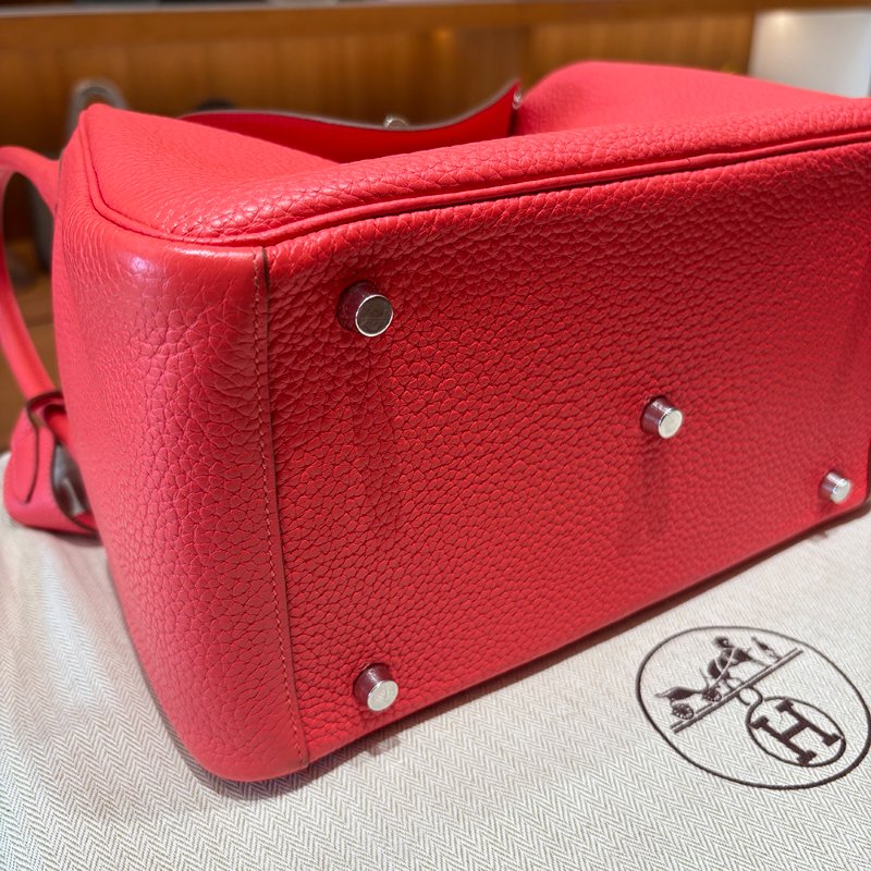 【低調奢華＋珊瑚紅】Hermès Lindy 30 珊瑚紅｜Togo皮革 × 銀扣｜框R 2014年 優雅珍藏-13
