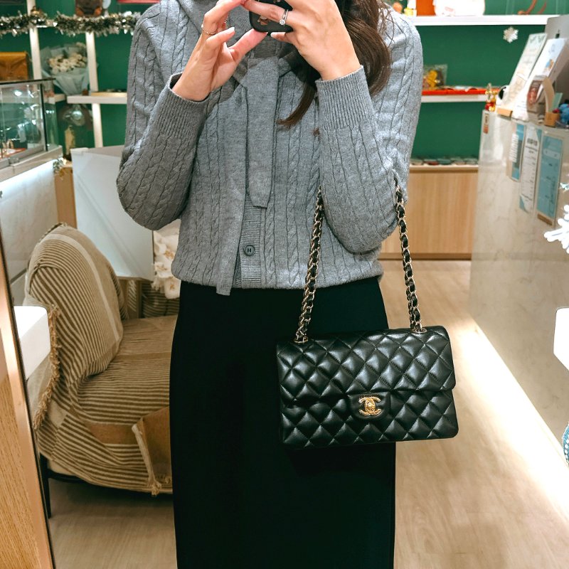 TW4583 Chanel 香奈兒 經典 翻蓋包 黑色羊皮 小號Classic Double Flap Bag 23cm Lambskin Black x GHW-13