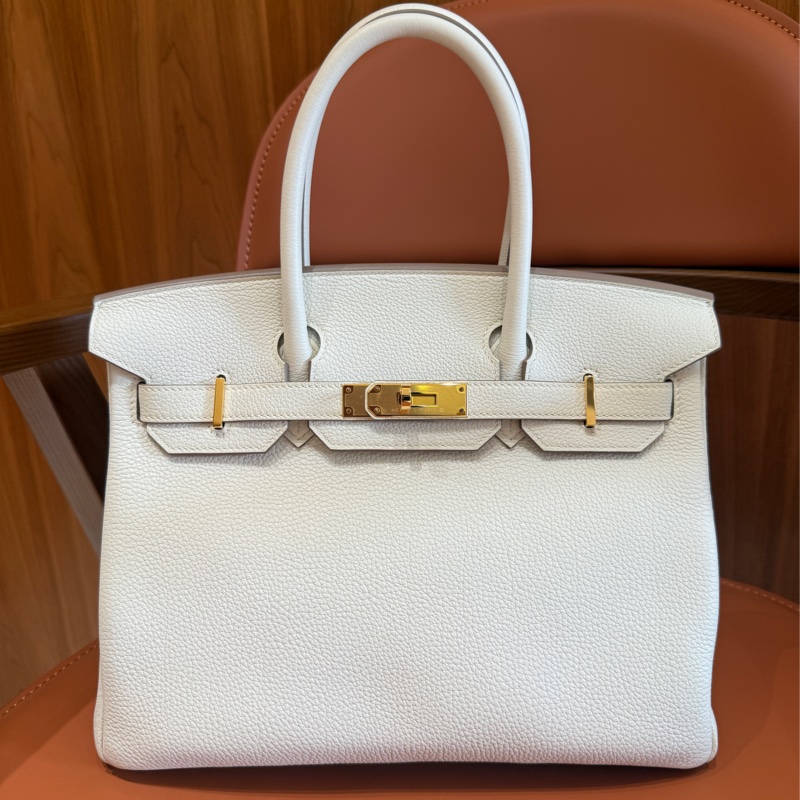 【稀有奢華白色・頂級收藏級別】Hermès Birkin 30 蘑菇白｜Togo皮革 × 金扣｜W刻 2024年-0