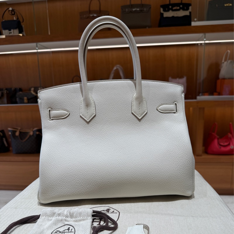 【稀有奢華白色・頂級收藏級別】Hermès Birkin 30 蘑菇白｜Togo皮革 × 金扣｜W刻 2024年-3