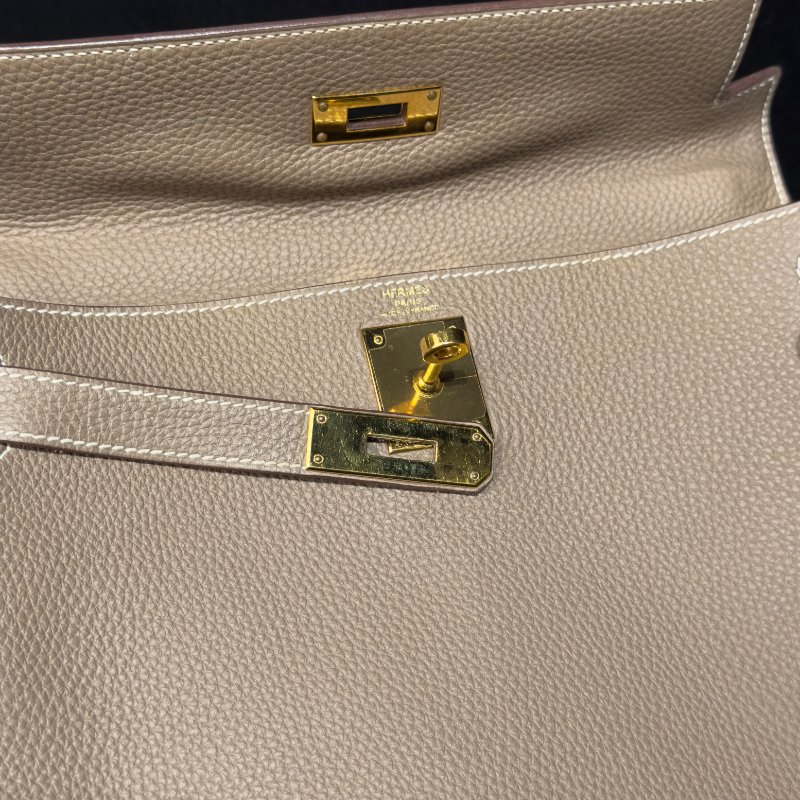 HERMES Kelly 28 大象灰金扣-15